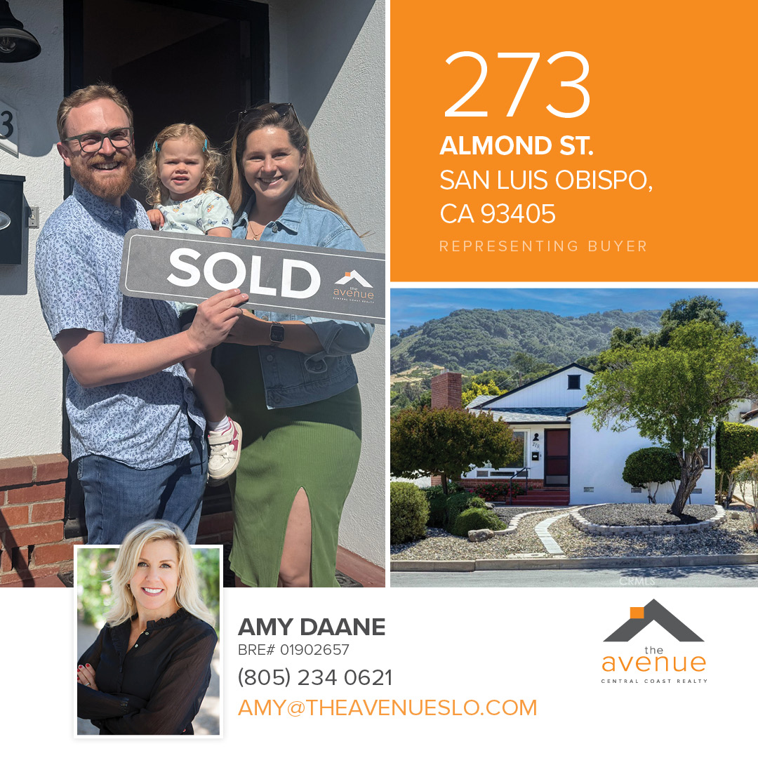 🏡 ✨Let's keep it going! Another SLO closing for Amy Daane. Congrats Amy on the Sale of 273 Almond St, San Luis Obispo, CA 93405 - representing buyers.