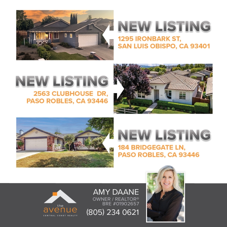 🏡 3 NEW LISTINGS in SLO and Paso Robles for Amy Daane