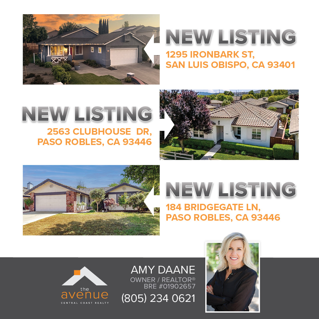 🏡 3 NEW LISTINGS in SLO and Paso Robles for Amy Daane