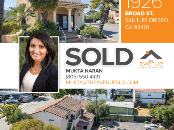✨SOLD! Congratulations to Mukta Naran on her recent closing of a mixed use property located at 1926 Broad Street in San Luis Obispo!🏡🔑