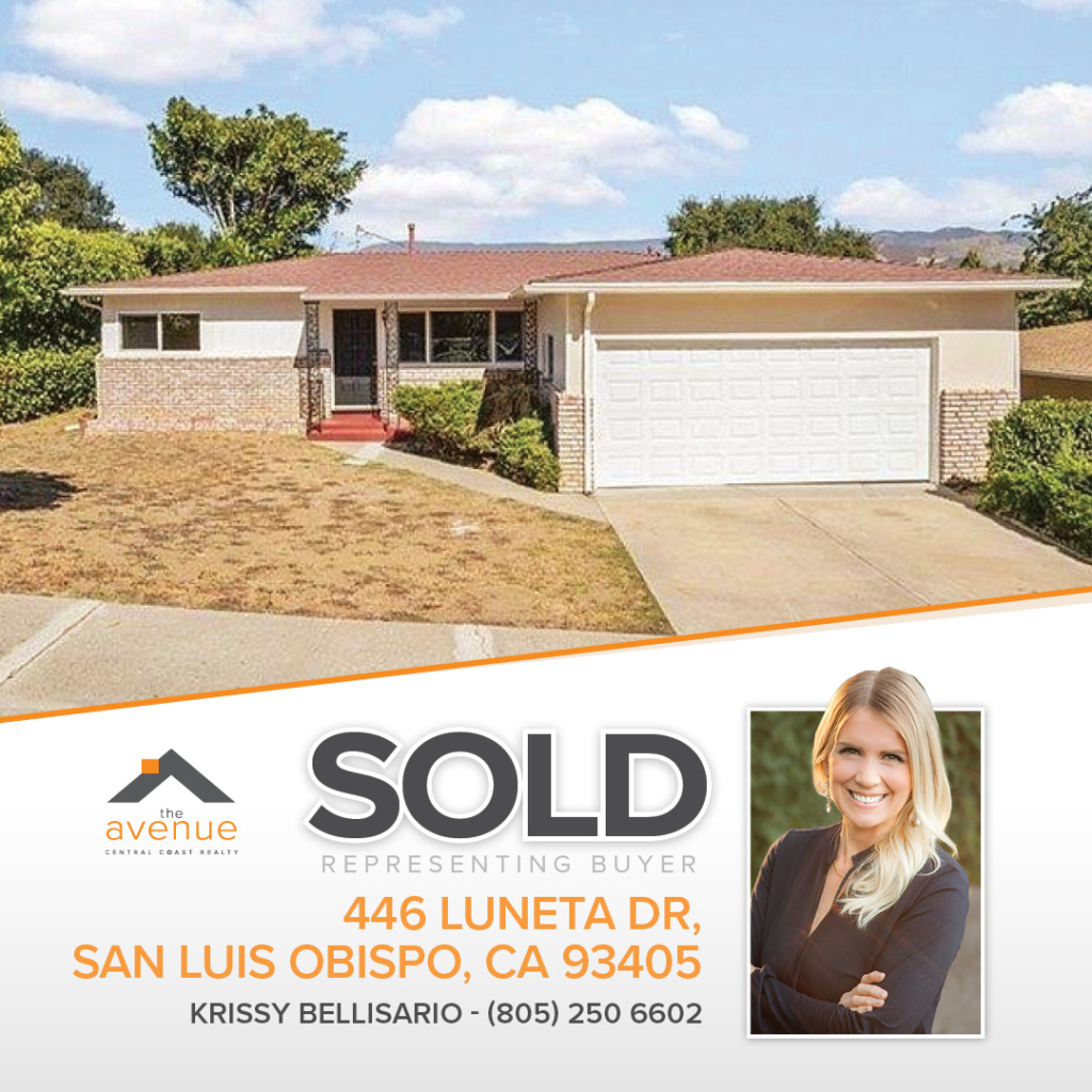 🏡 😃 Congratulations Krissy Bellisario on your recent Closing of 446 Luneta Dr, San Luis Obispo, CA 93405! Representing buyer.