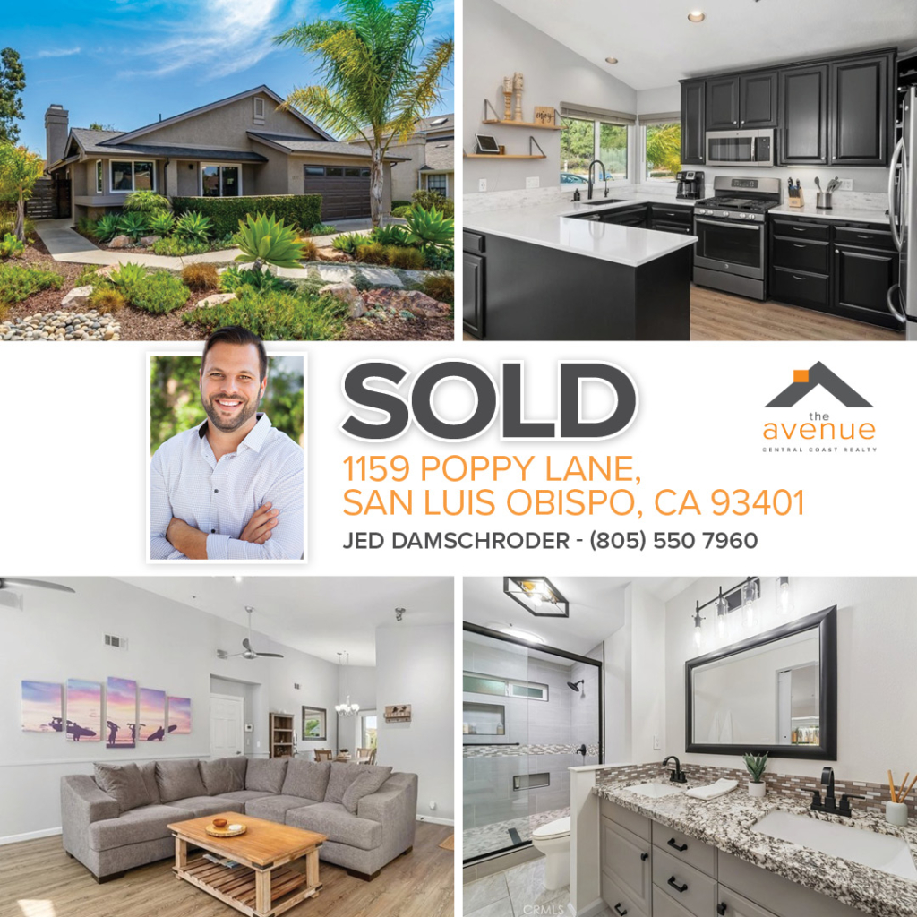 👏🏡 SOLD! Congrats Jed Damschroder on your recent closing of 1159 Poppy Lane, San Luis Obispo, CA 93401