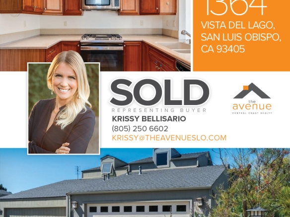 🏡 😃 Another Escrow Closed for Krissy Bellisario! Yes, I'm yelling! Charming 2-Bedroom, 1.75-Bath PUD with 2-Car Garage - 1364 Vista Del Lago, San Luis Obispo, CA 93405.