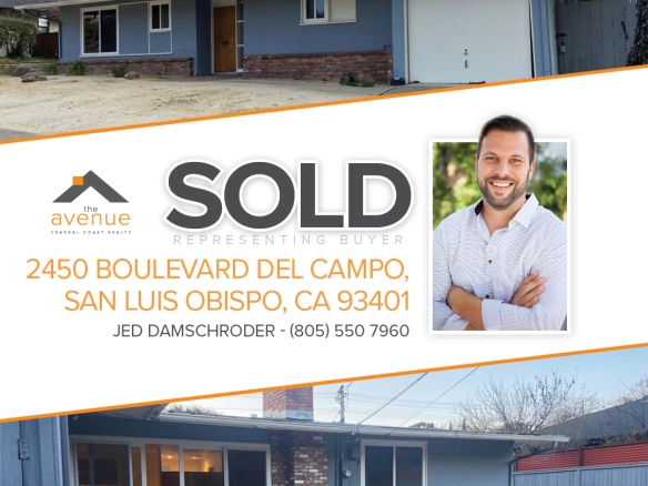 👏🏡 SOLD! Congrats Jed Damschroder on your recent closing of 2450 Boulevard Del Campo, San Luis Obispo, CA 934011 - Representing Buyer.