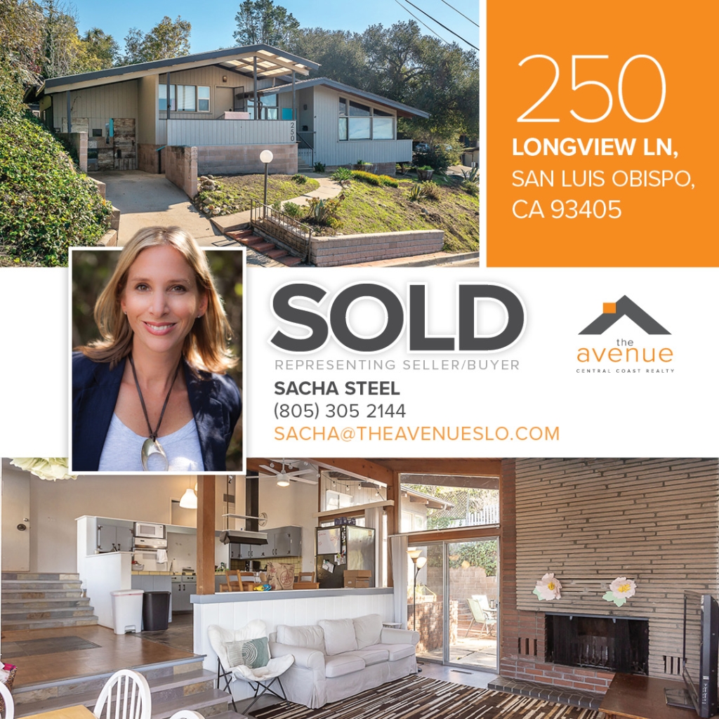 🏡 😃Congrats Sacha Steel the closing of 250 Longview Ln, San Luis Obispo, CA 93405.