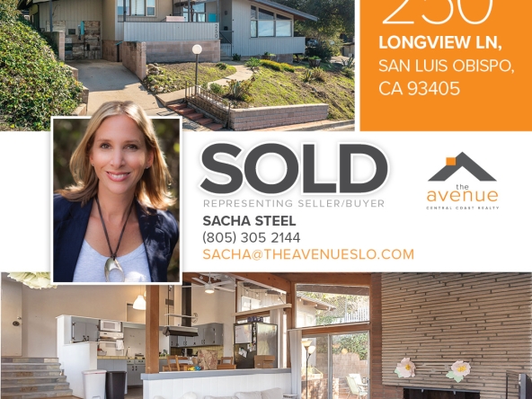 🏡 😃Congrats Sacha Steel the closing of 250 Longview Ln, San Luis Obispo, CA 93405.