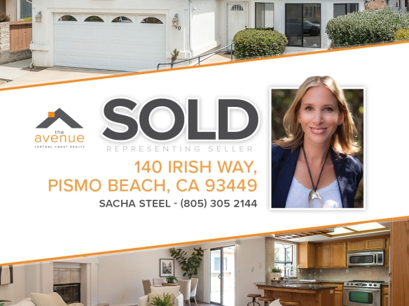 🏡 😃Congrats Sacha Steel the closing of 140 Irish Way, Pismo Beach, CA 93449.