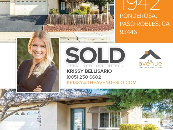 🔑🏡 Congrats Krissy! JUST SOLD in Paso - 1842 Ponderosa, Paso Robles, CA 93446.