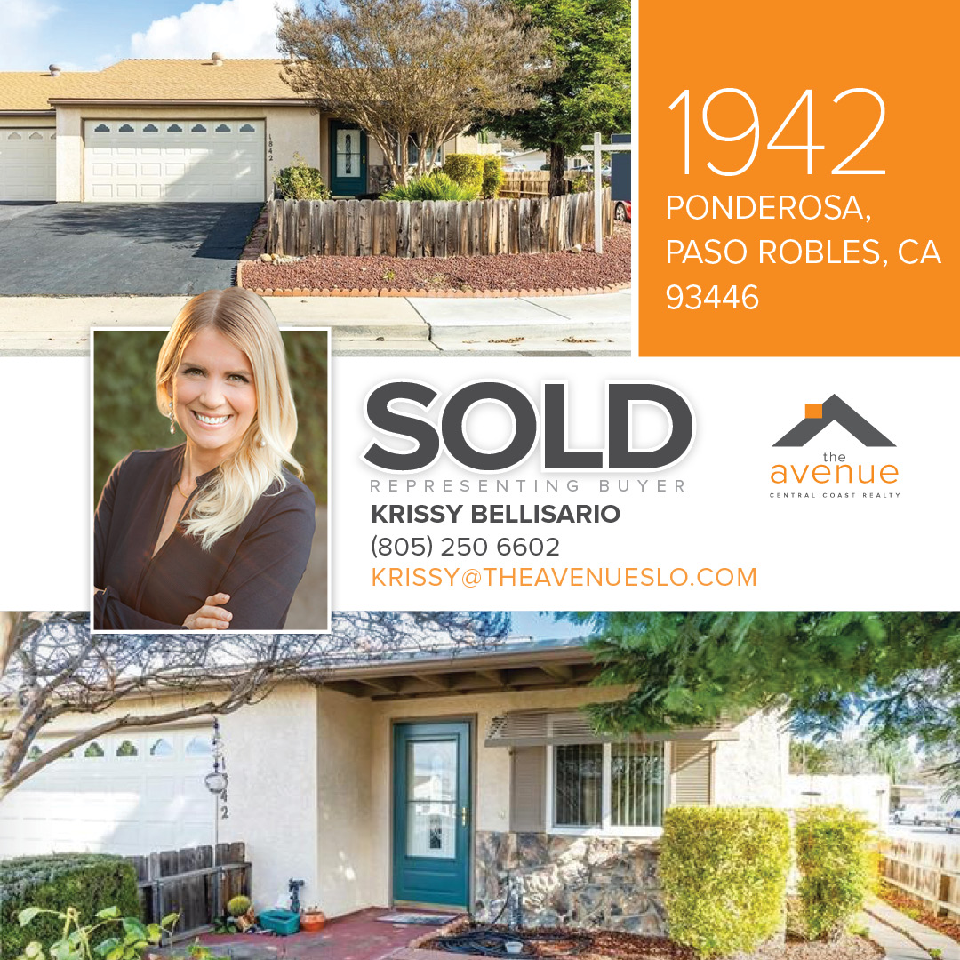🔑🏡 Congrats Krissy! JUST SOLD in Paso - 1842 Ponderosa, Paso Robles, CA 93446.