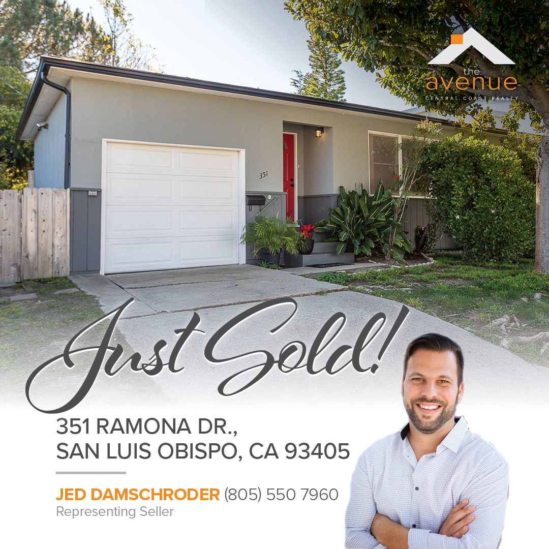 🏡 😃Congrats Jed Damschroder on your recent closing of 351 Ramona Dr., San Luis Obispo, CA 93405