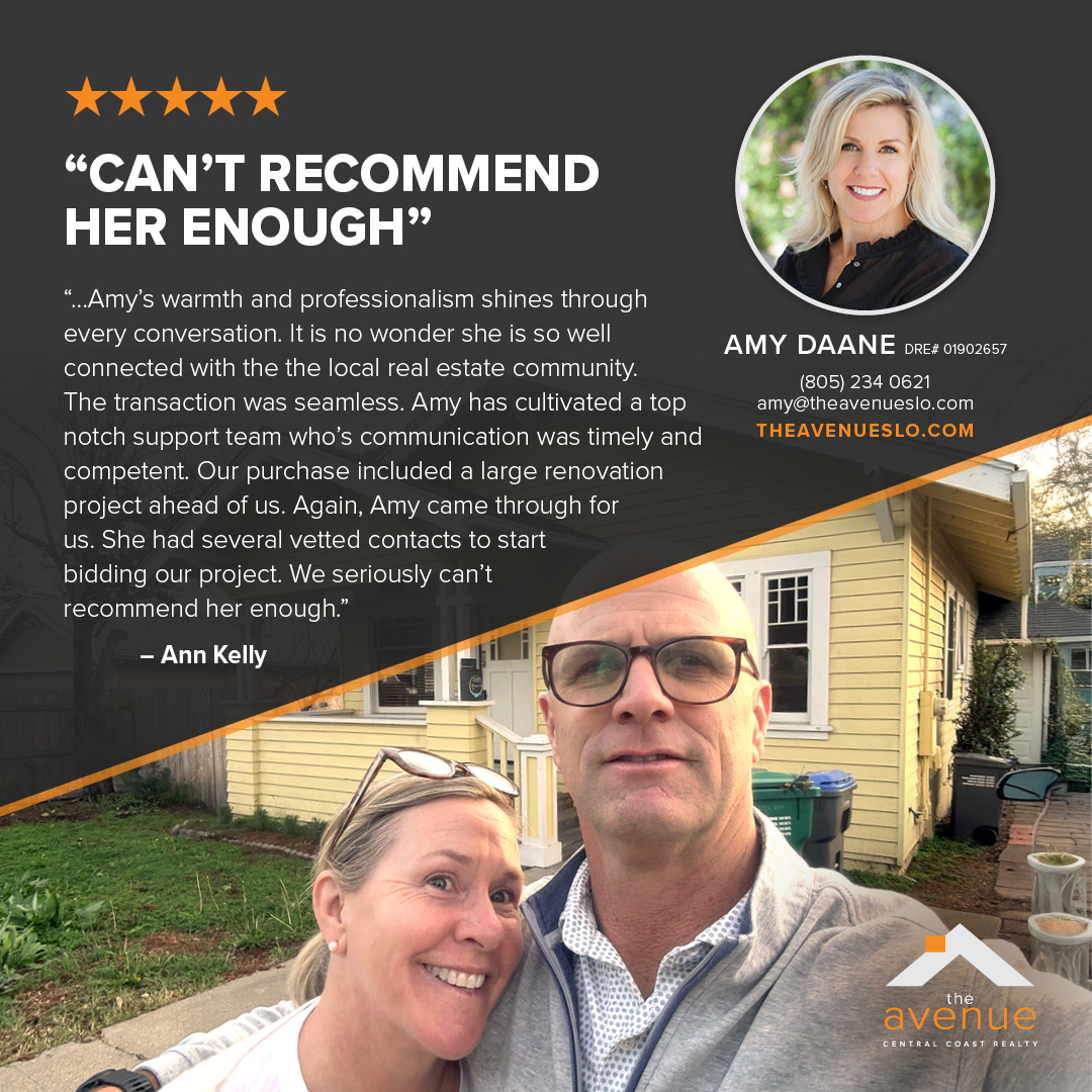 Testimonial for Amy Daane with The Avenue Central Coast Realty