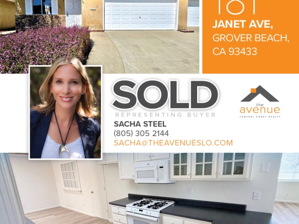 🏡 😃 NEW Closing for Sacha Steel! 181 Janet Ave, Grover Beach, CA 93433.