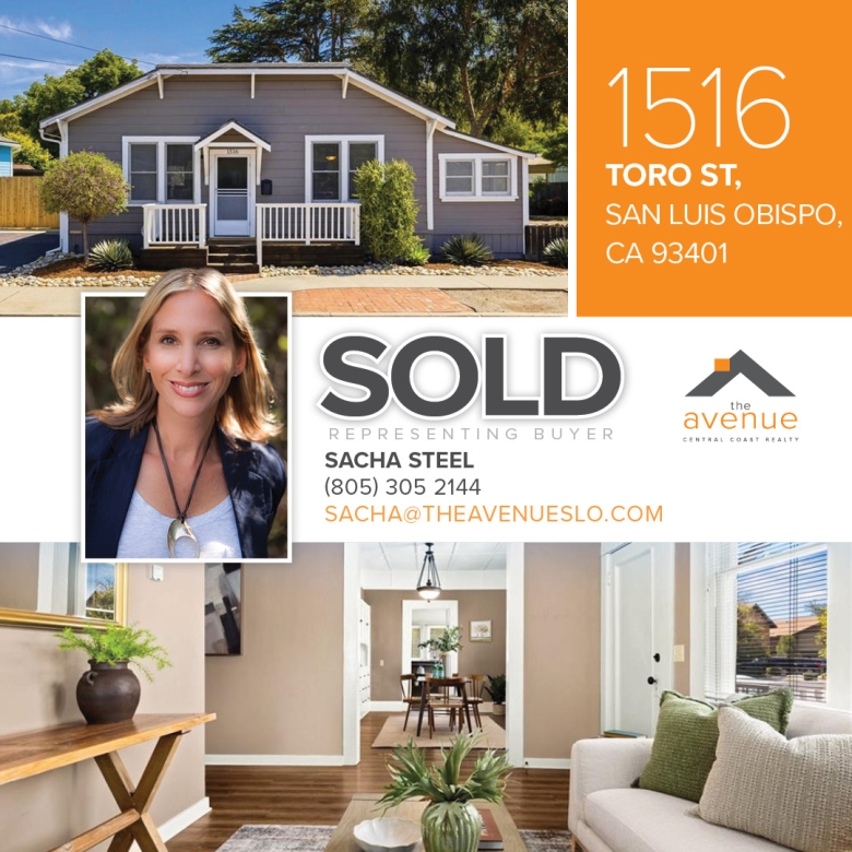 Congrats Sacha Steel the closing of 1516 Toro St, SLO!