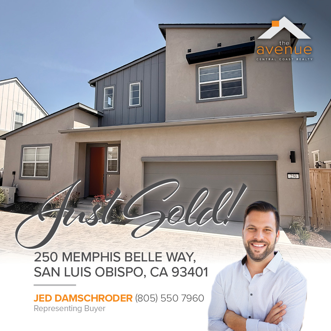 🏡 👏Congrats Jed on your sale of 250 Memphis Belle Way, San Luis Obispo, CA 93401. Representing Buyer.